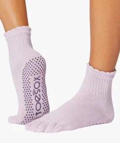 ToeSox Full Toe Melody Grip Socks - Scallop Soft Lavender
