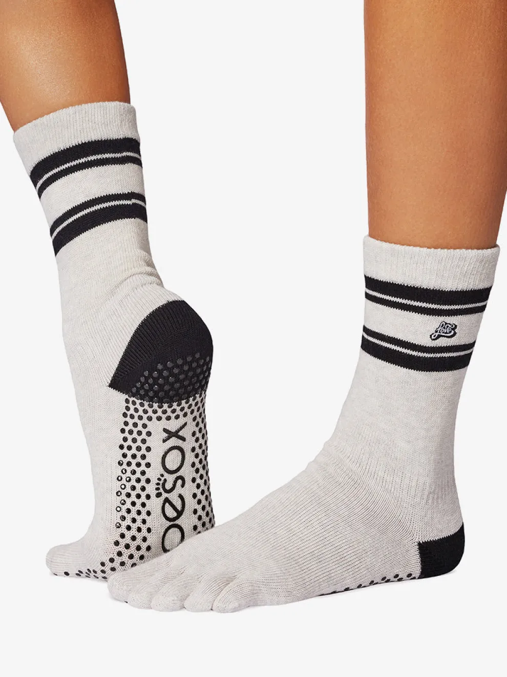 ToeSox Full Toe Crew Grip Socks - Love Letter