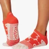 ToeSox Full Toe Low Rise Grip Socks - Hot Coral Floral