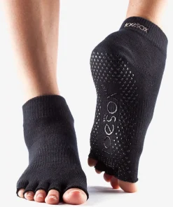 ToeSox Half Toe Ankle Grip Socks - Black