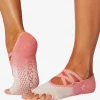ToeSox Half Toe Elle Grip Socks - Hot Coral Ombre