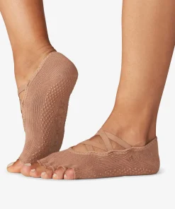 Toesox Half Toe Elle Grip Socks - Natural