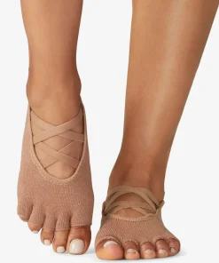 Toesox Half Toe Elle Grip Socks - Natural