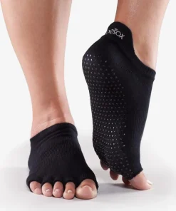 ToeSox Half Toe Low Rise Grip Socks - Black