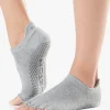 ToeSox Half Toe Low Rise Grip Socks - Heather Grey