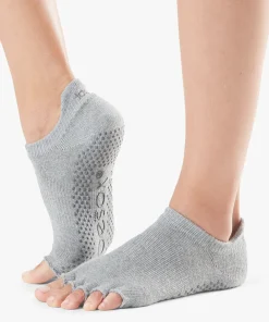 ToeSox Half Toe Low Rise Grip Socks - Heather Grey