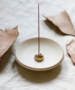 Ume Collection Stoneware Incense Dish - White Onyx