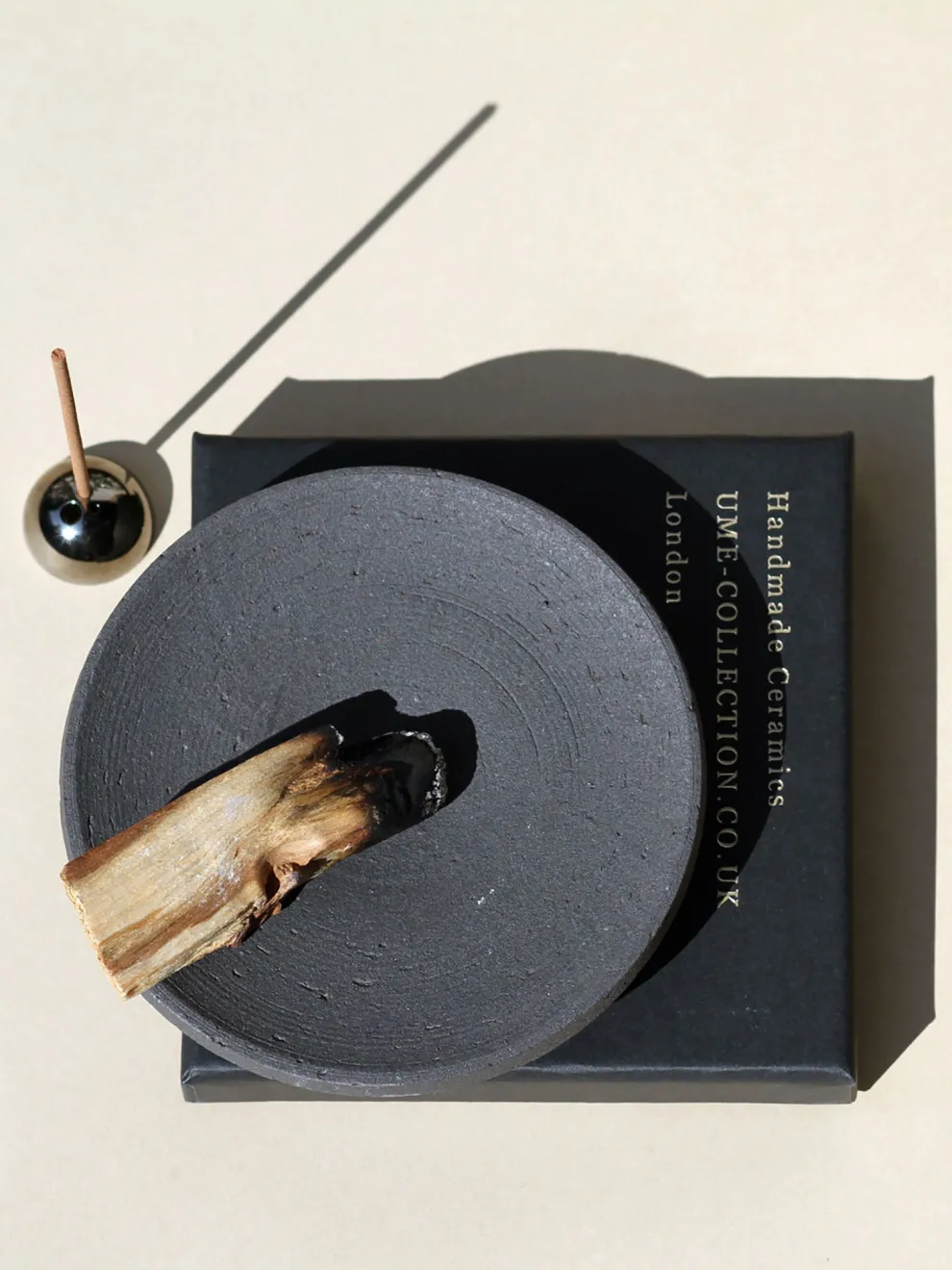 Ume Collection Stoneware Smudging Dish - Raw Black