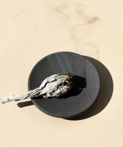 Ume Collection Stoneware Smudging Dish - Raw Black