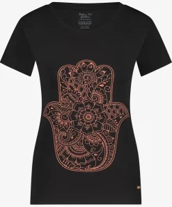 Urban Goddess Hamsa Core Yoga Tee - Onyx Black