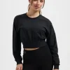 Urban Goddess Naya Cropped Long Sleeve Yoga Top - Onyx Black