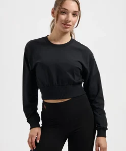 Urban Goddess Naya Cropped Long Sleeve Yoga Top - Onyx Black