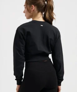 Urban Goddess Naya Cropped Long Sleeve Yoga Top - Onyx Black