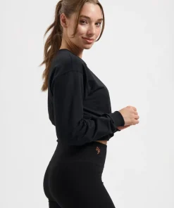 Urban Goddess Naya Cropped Long Sleeve Yoga Top - Onyx Black