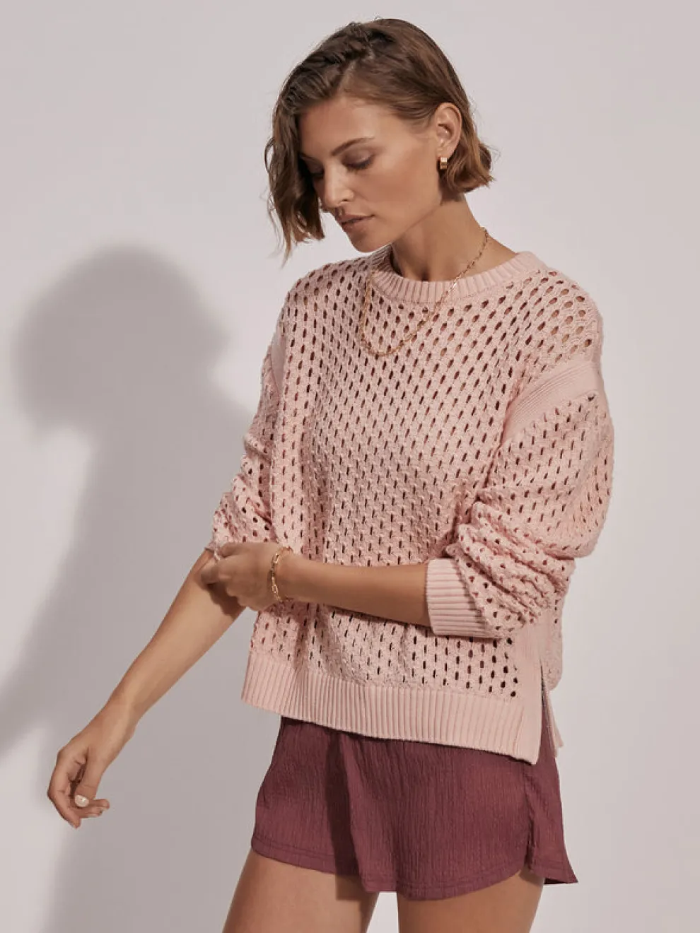 Varley Hains Knit Crew - Rose Smoke