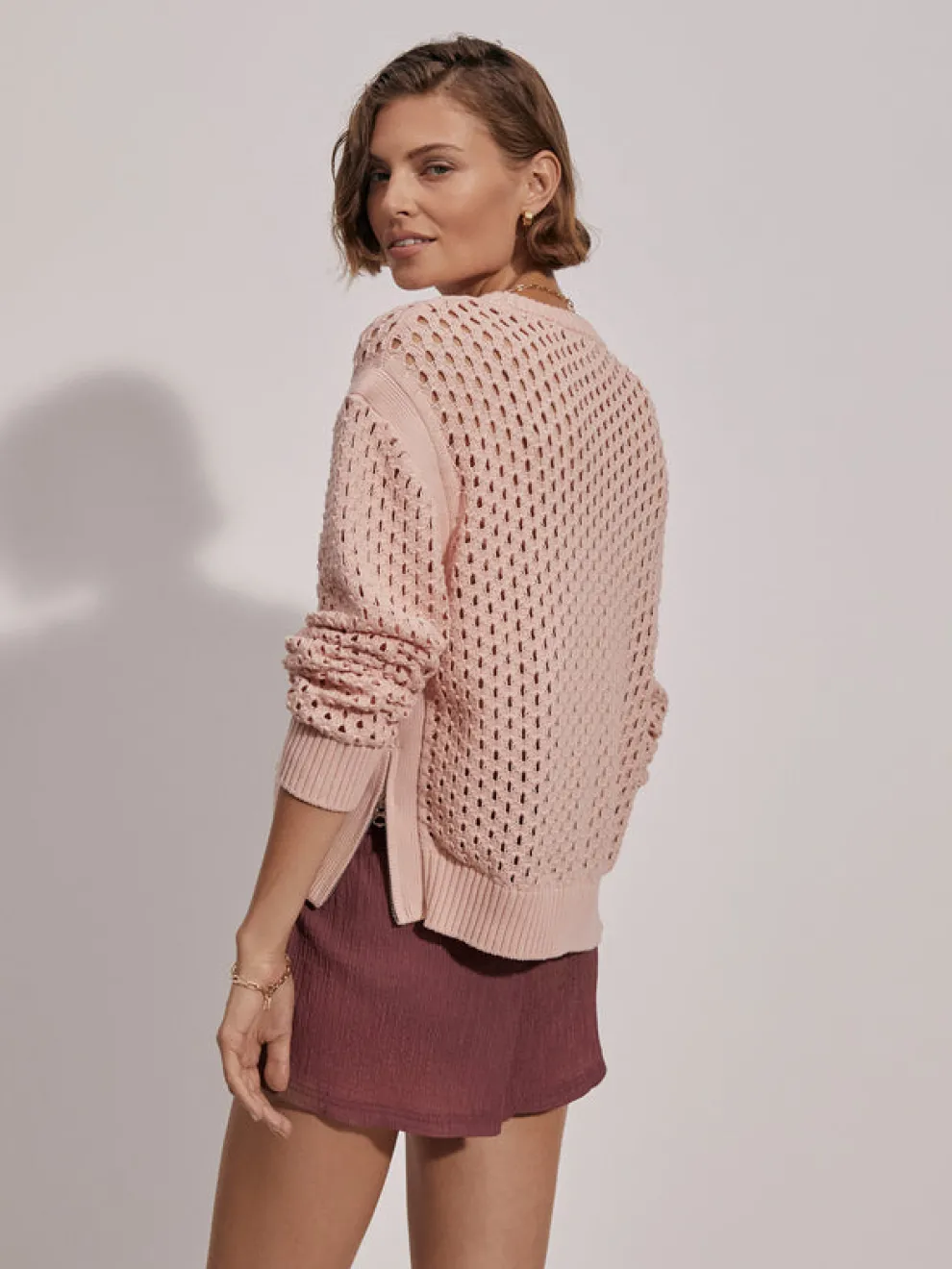 Varley Hains Knit Crew - Rose Smoke