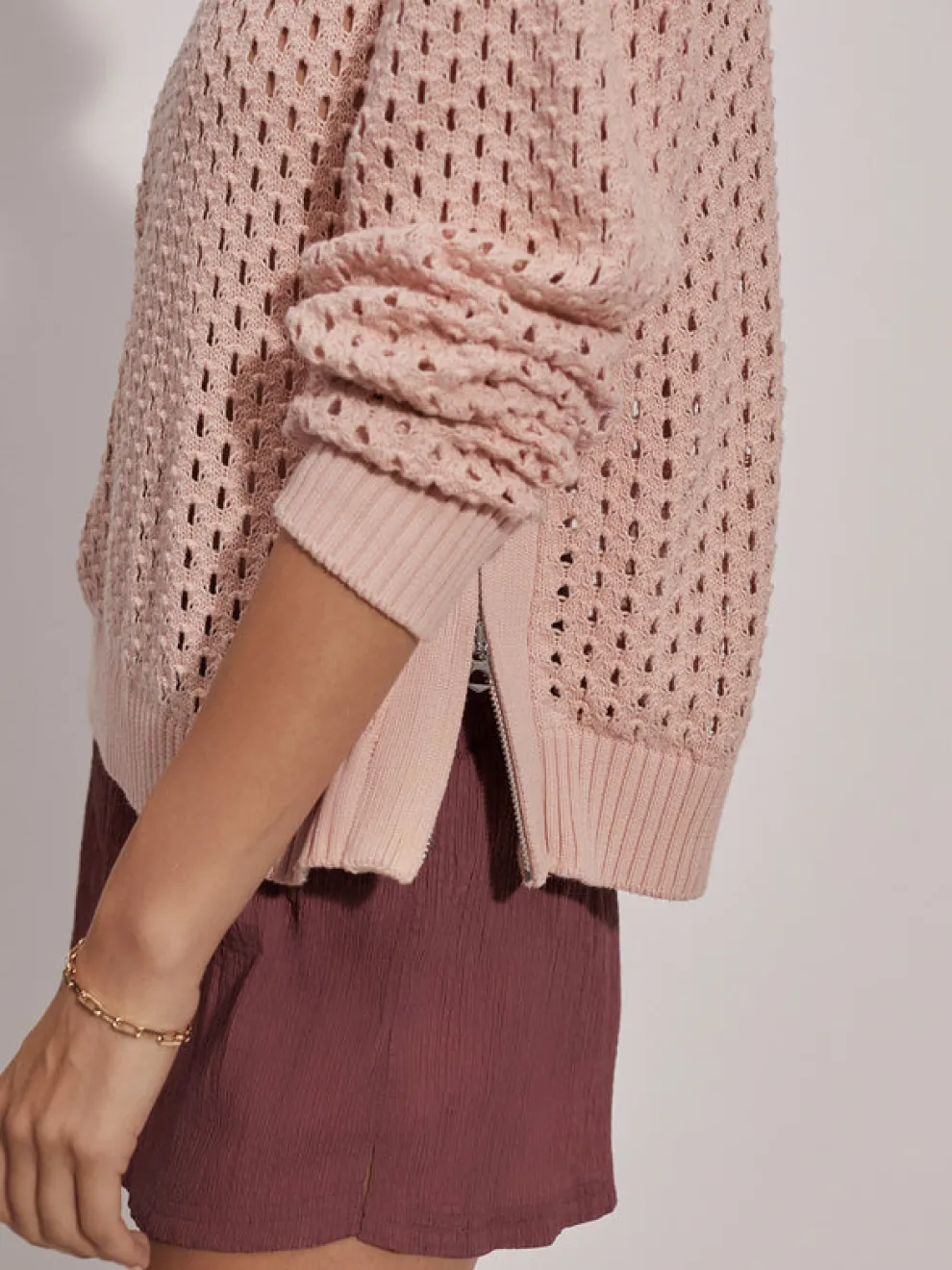 Varley Hains Knit Crew - Rose Smoke