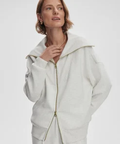 Varley Halley Zip Through Sweat - Ivory Marl
