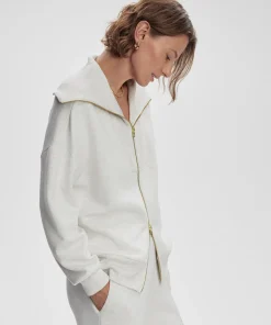 Varley Halley Zip Through Sweat - Ivory Marl