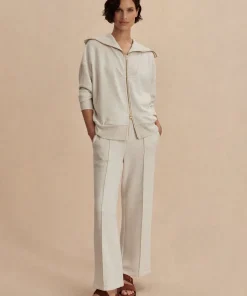 Varley Halley Zip Through Sweat - Ivory Marl