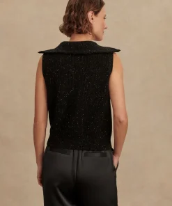 Varley Hally Half Zip Rib Vest - Black Fleck