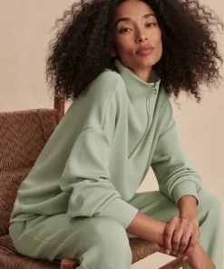 Varley Hawley Half Zip Sweat - Snow Sage