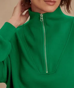 Varley Hawley Half Zip Sweat - Verdant Green