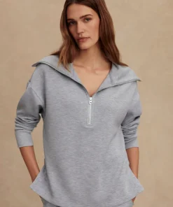 Varley Larson Half Zip Sweat - Mid Blue Marl
