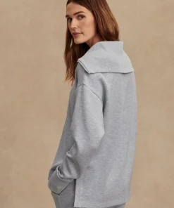 Varley Larson Half Zip Sweat - Mid Blue Marl