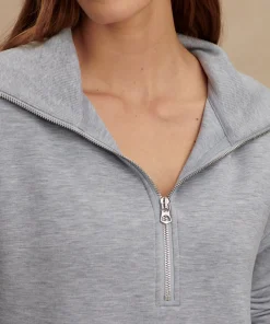 Varley Larson Half Zip Sweat - Mid Blue Marl