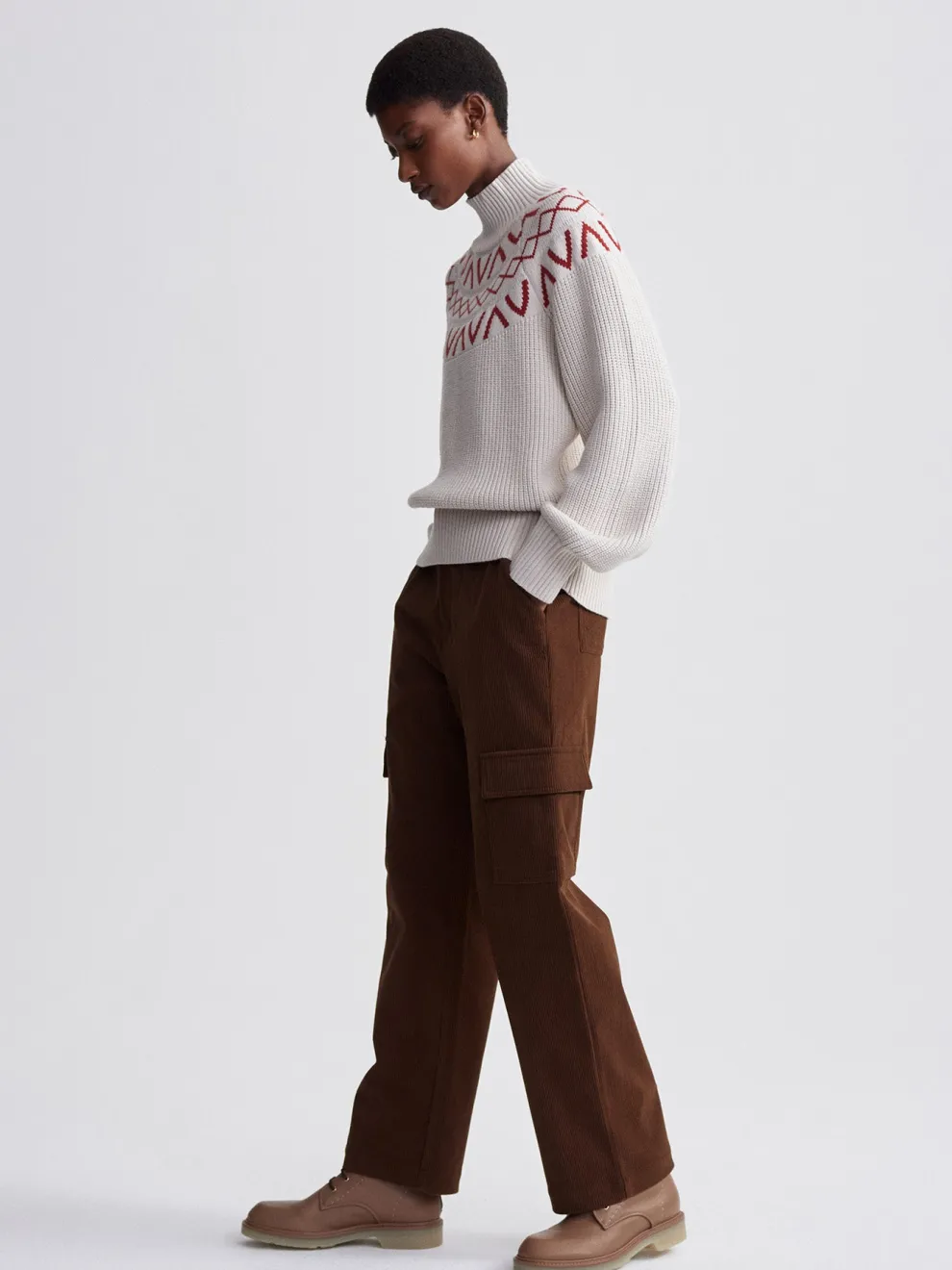 Varley Marcie Fairisle Yoke Knit Sweater - Silver Birch