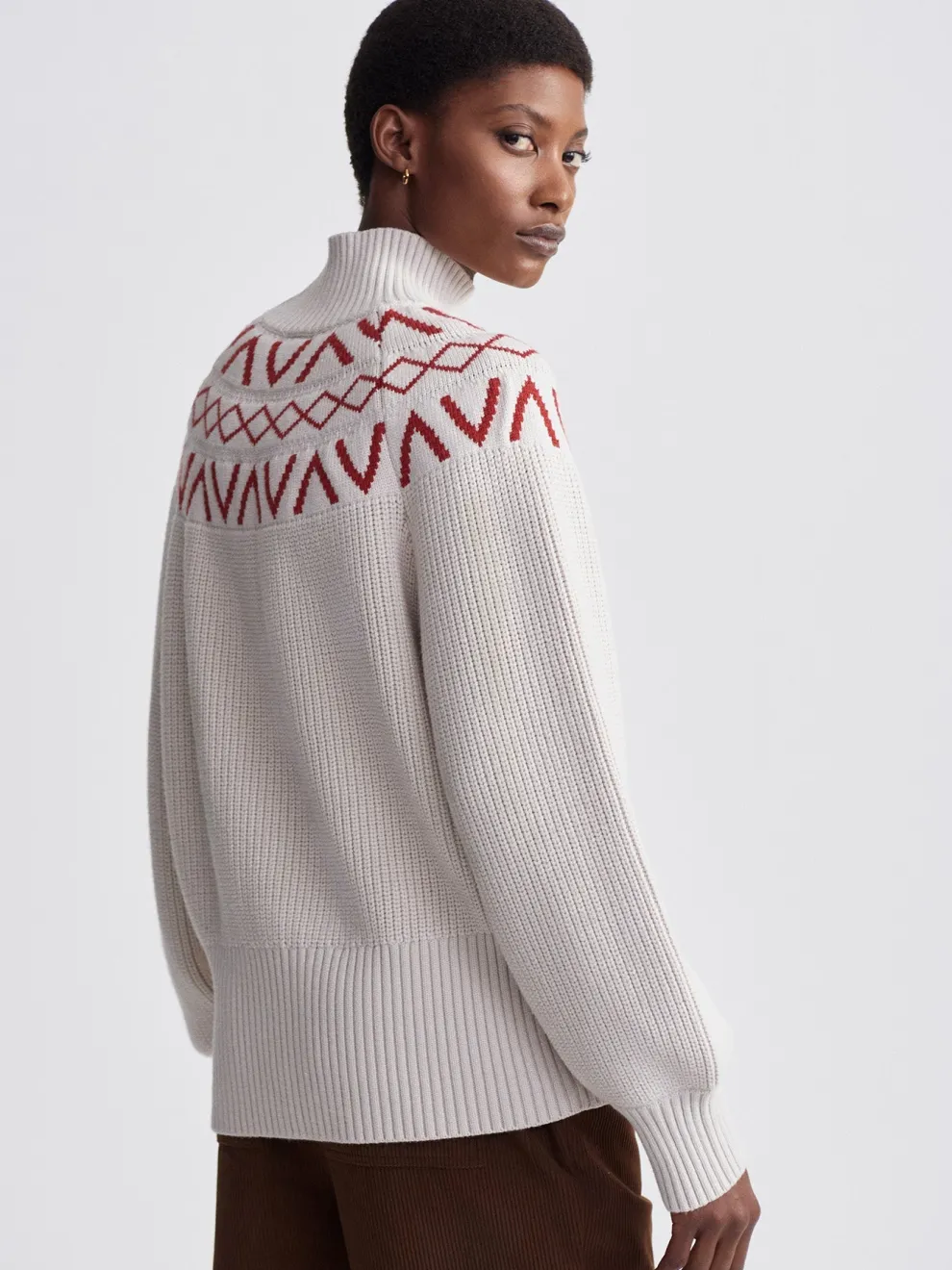Varley Marcie Fairisle Yoke Knit Sweater - Silver Birch