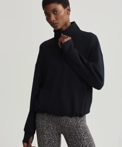 Varley Sian Cropped Half Zip Midlayer - Black