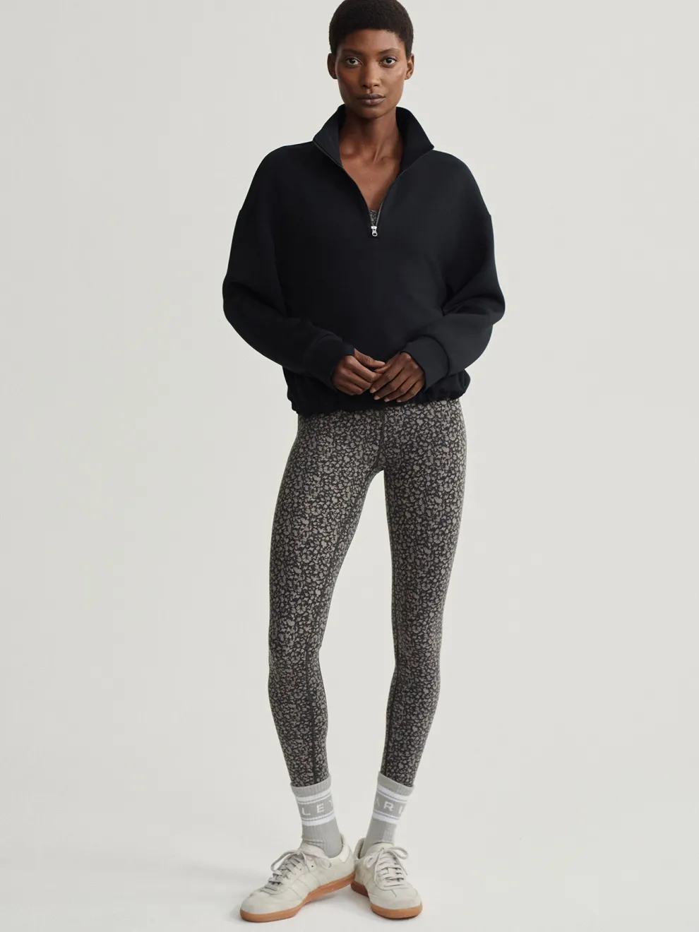 Varley Sian Cropped Half Zip Midlayer - Black