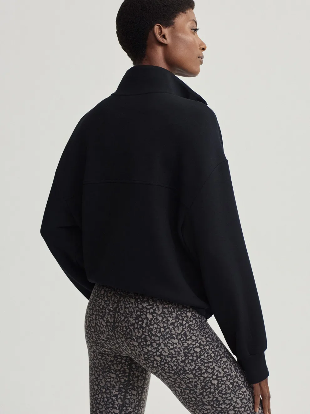 Varley Sian Cropped Half Zip Midlayer - Black