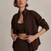 Varley Tayah Zip Through Sweat - Coffee Bean
