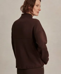 Varley Tayah Zip Through Sweat - Coffee Bean