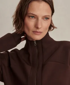 Varley Tayah Zip Through Sweat - Coffee Bean