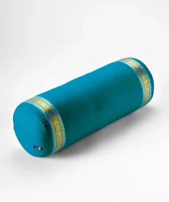 Yogamatters Organic Cotton Gold Trim Bolster - Ocean Green